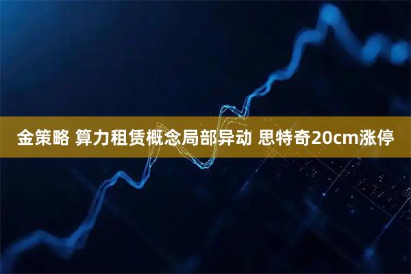 金策略 算力租赁概念局部异动 思特奇20cm涨停
