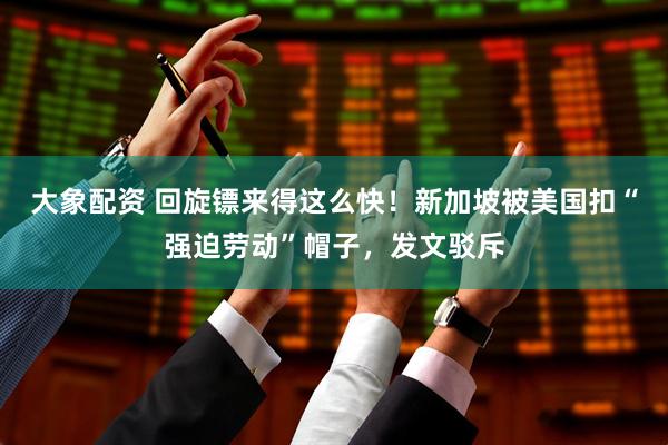 大象配资 回旋镖来得这么快！新加坡被美国扣“强迫劳动”帽子，发文驳斥