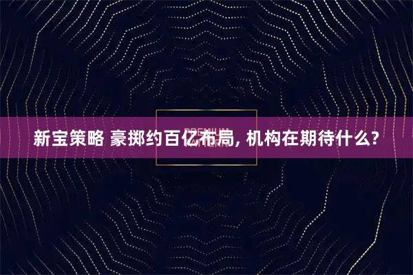 新宝策略 豪掷约百亿布局, 机构在期待什么?