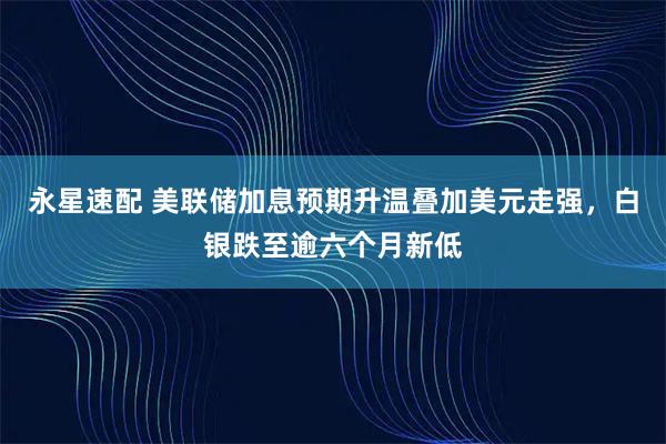 永星速配 美联储加息预期升温叠加美元走强，白银跌至逾六个月新低